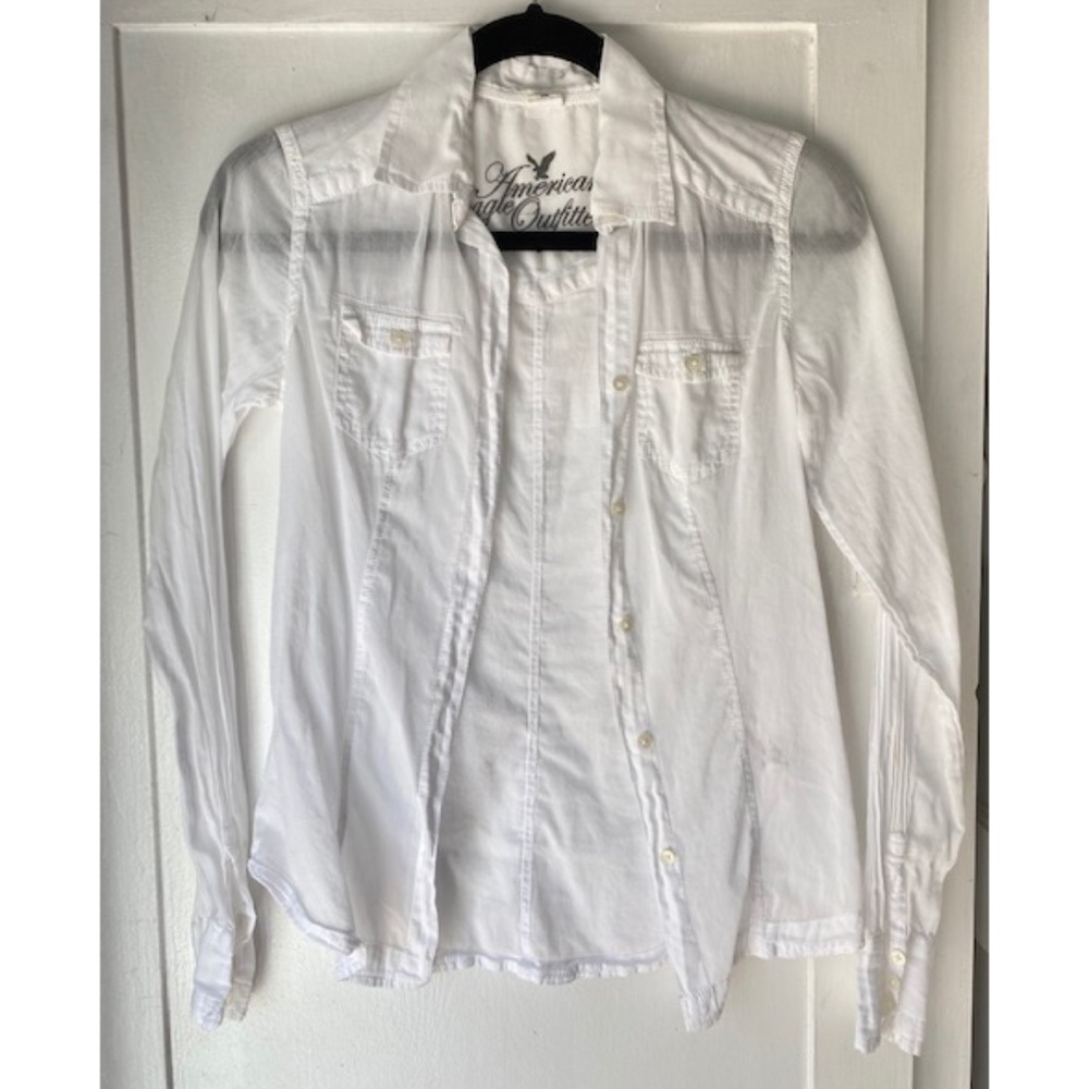 White sheer Button Up American Eagle Outfitters Light Weight